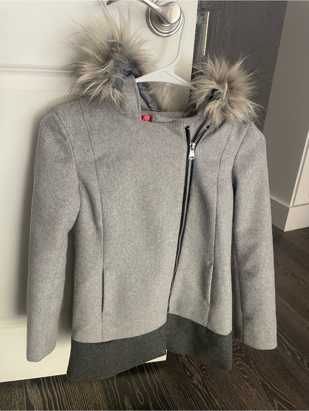Aqua Girls Gray Coat with Faux Fur Trim